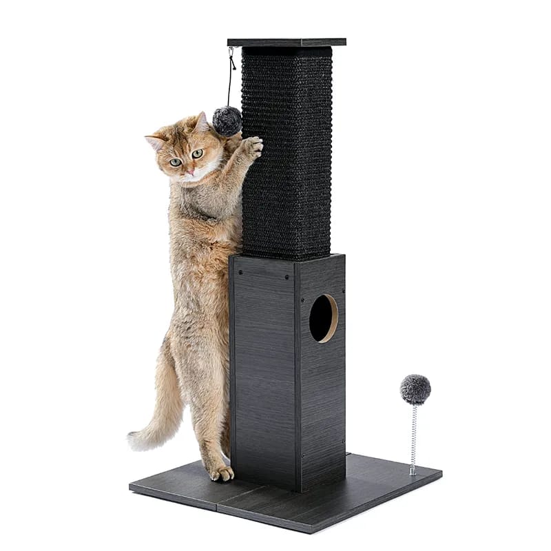 H75cm Cat Scratching Post Indoor with Plush Ball Multi-functional Tall Cat Tree Natural Durable Sisal for Cats Kitten Climbing