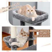 H138CM Luxury Cat Tree for Indoor Multi-Level Tower Double Condo Top Large Perch Comfy Hummock Natural Sisal Scratching Post Toy