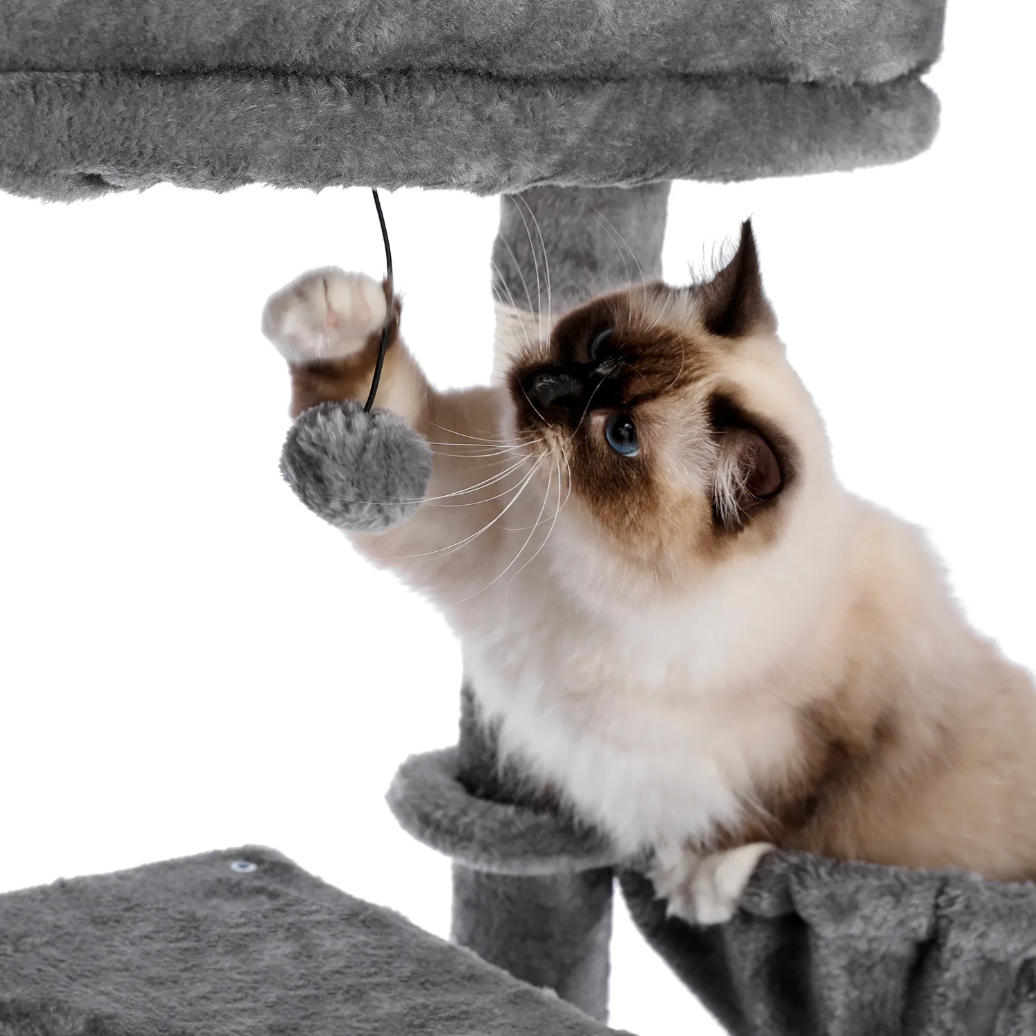 H138CM Luxury Cat Tree for Indoor Multi-Level Tower Double Condo Top Large Perch Comfy Hummock Natural Sisal Scratching Post Toy