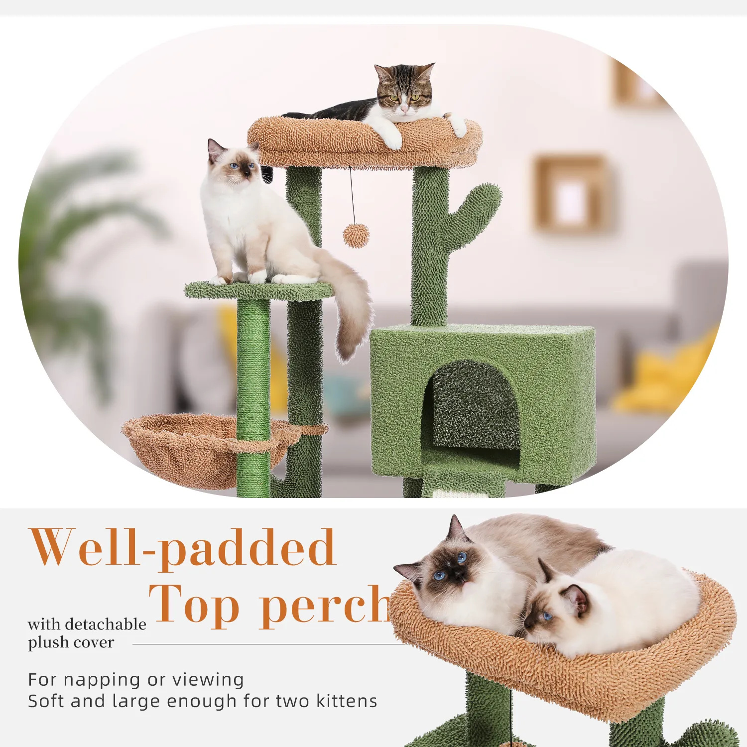 Cactus Cat Tree Tower with Sisal Scratching Post Board for Indoor Cats Condo Kitty Play House Perch rascador gato arbre à chat