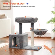 H70cm Cat Tree Condo with Natural Sisal-Covered Scratching Posts for Active Cat Indoor Kitten Large Top Perch Cozy Hummock House
