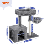 H70cm Cat Tree Condo with Natural Sisal-Covered Scratching Posts for Active Cat Indoor Kitten Large Top Perch Cozy Hummock House