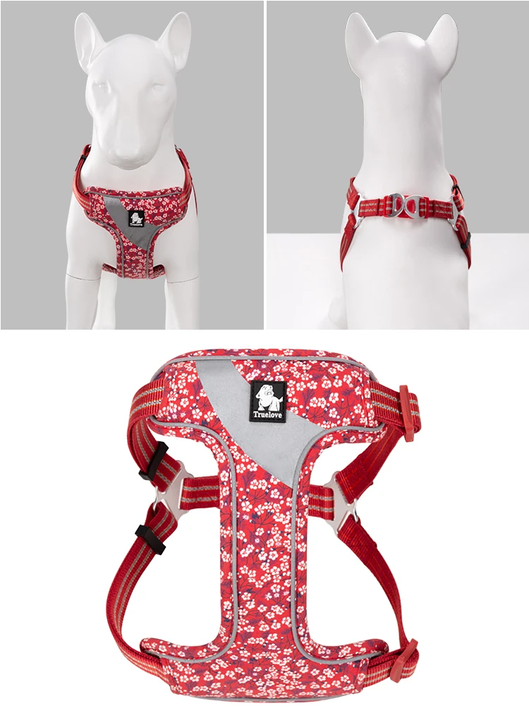 Truelove Floral Doggy Harness Soft Padded Cotton Pets Vest Dog Harness Adjustable Snappy Easy Fit Small JacketsTravel TLH5952