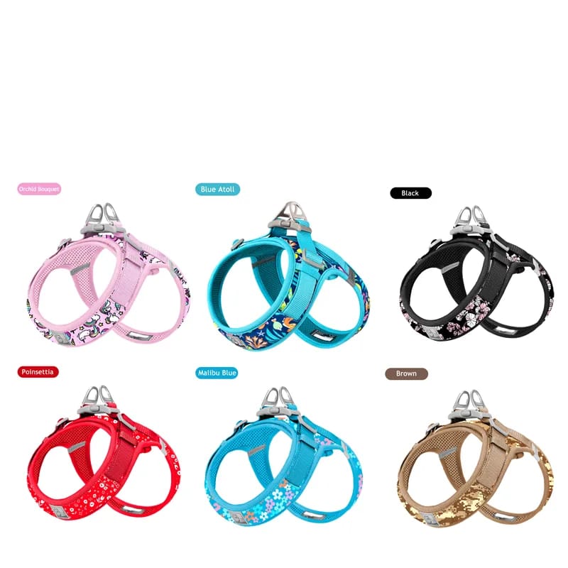 Truelove Floral Printing Mesh Harness for Dogs and Cats Small and Medium Breeds All Weather Adjustable Summer Walking TLH30131