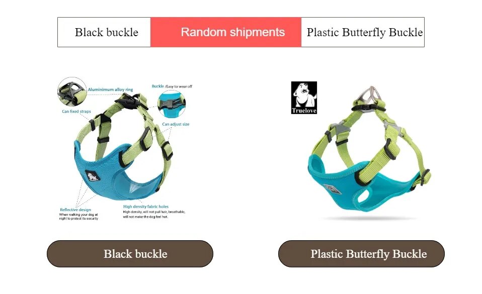 Truelove Padded Reflective Dog harness Vest Pet Step in Harness Adjustable No Pulling Pet Harnesses for Small Medium Dog TLH5951