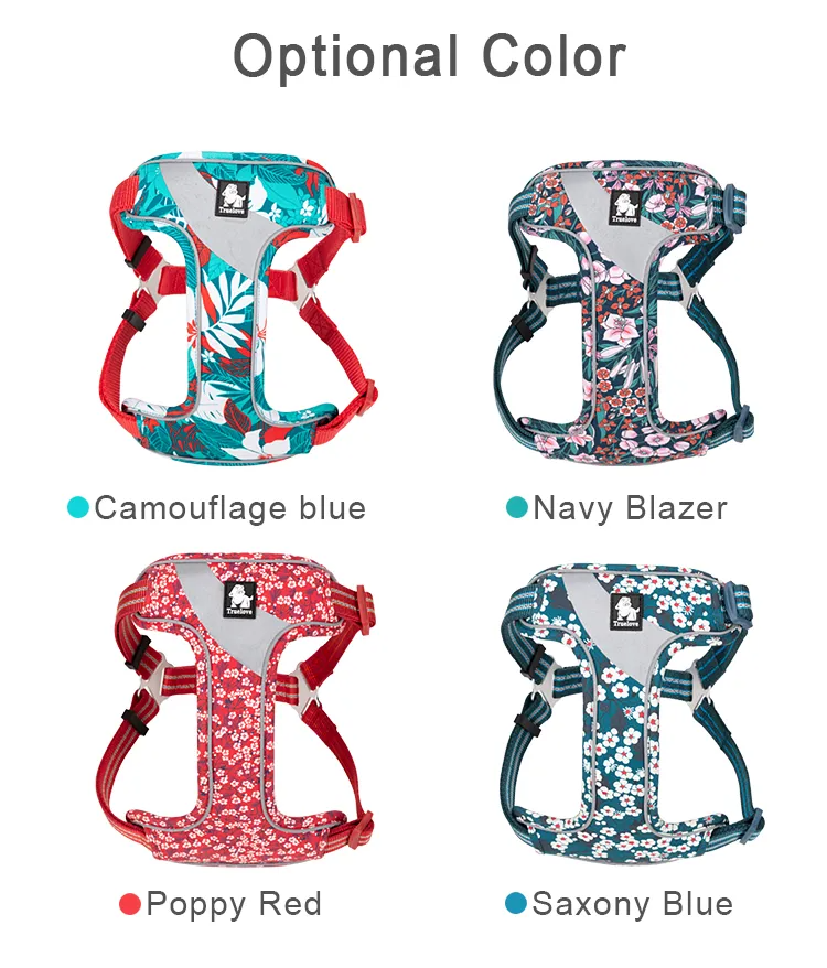 Truelove Floral Doggy Harness Soft Padded Cotton Pets Vest Dog Harness Adjustable Snappy Easy Fit Small JacketsTravel TLH5952