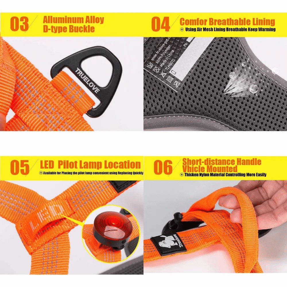 Truelove Dog Harness Reflective No Pull Small Medium Large Vest Quick Adjustbale Matching Leash Collar Training Running TLH6071