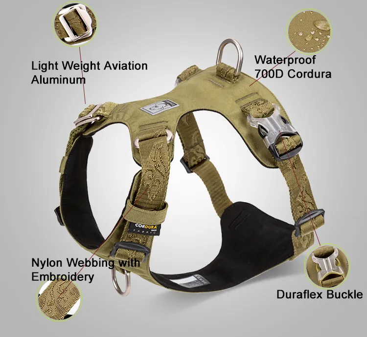 Truelove Dog Light Weight Harness Adjustable Outdoor Pet Medium Small Large Adjustable Outdoor Tactical Military Service TLH6281