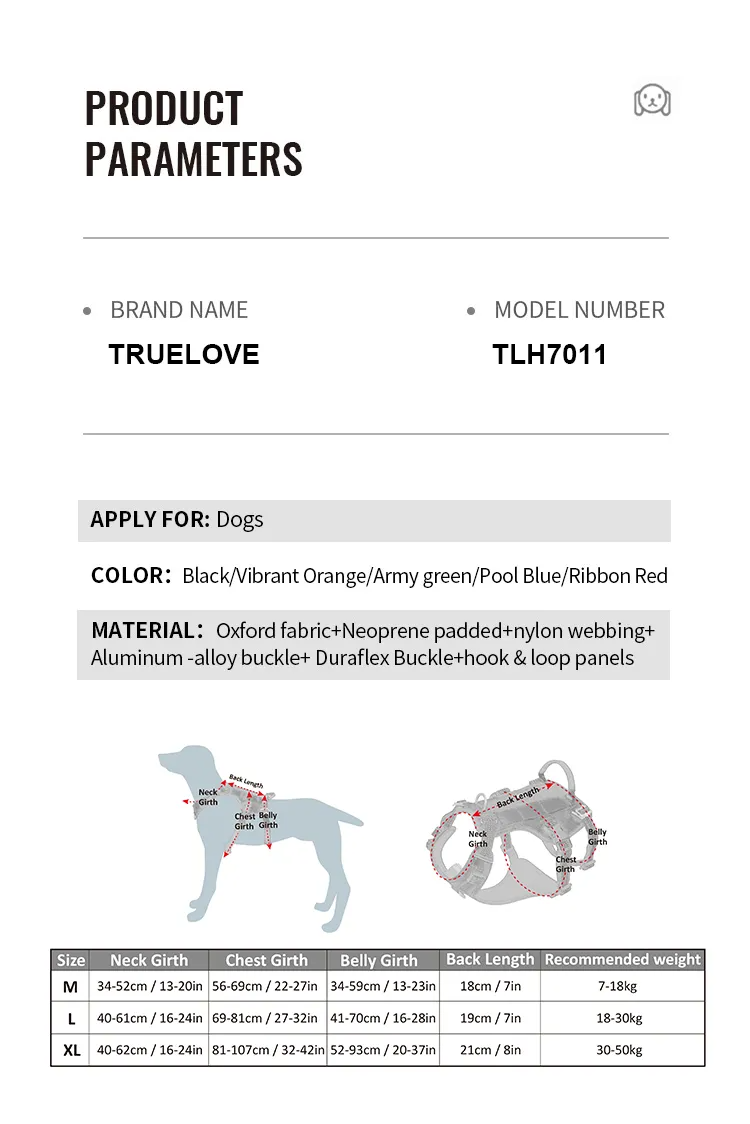 Truelove Escape Proof Pet Harness No Pull Reflective Adjustable Soft Padded Pet Vest Service Dog Harness Handle Climbing TLH7011