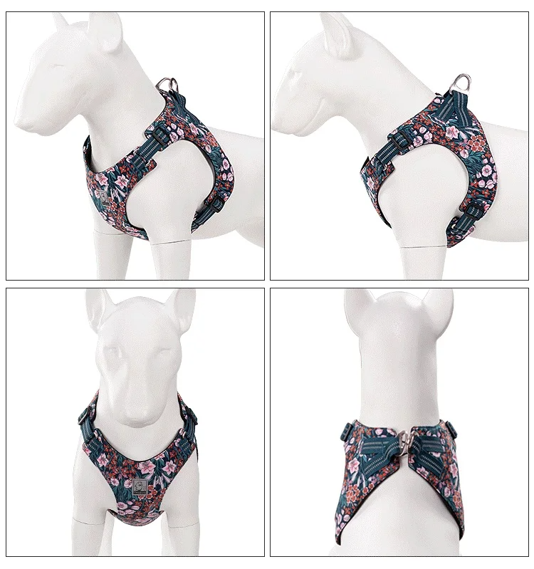 Truelove Pet Harness Floral Floral Doggy Harness Dog Vest Type Dog Walking Chain Small Medium Puppy Cat Printed Cotton TLH1912