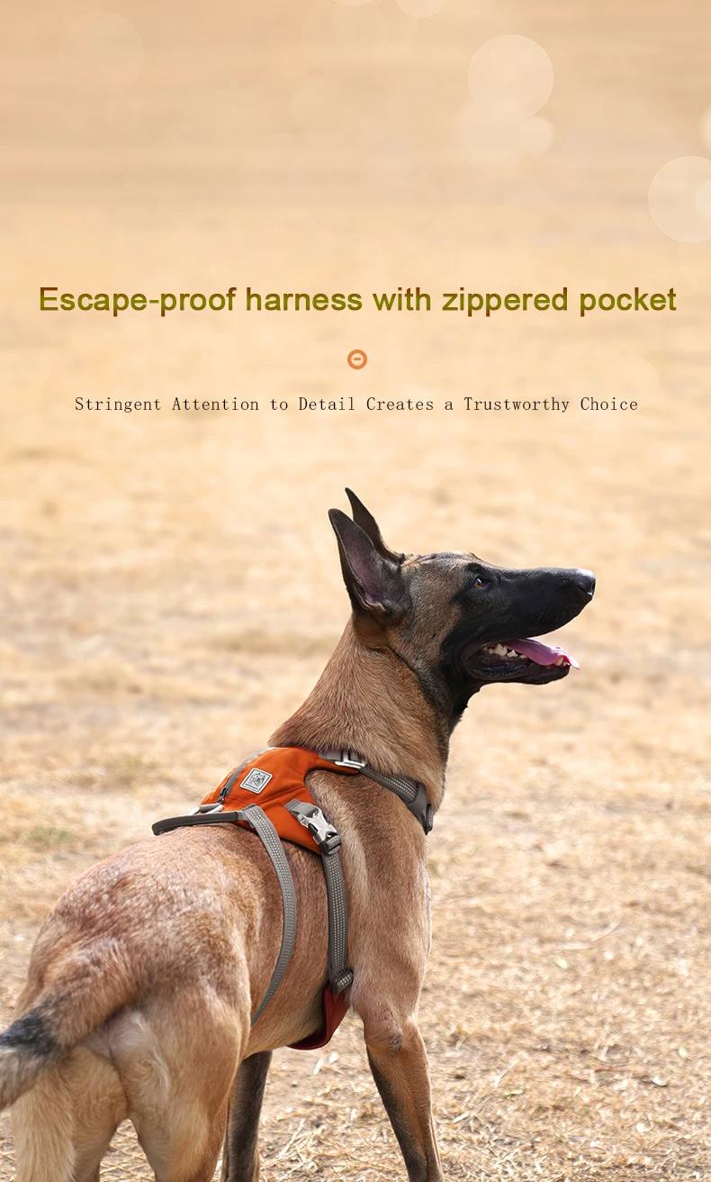 TRUELOVE Escape-proof Harness with Zippered Pocket Tactical Dog Vest Harness and Easy Control Training Military Backpack YH1811