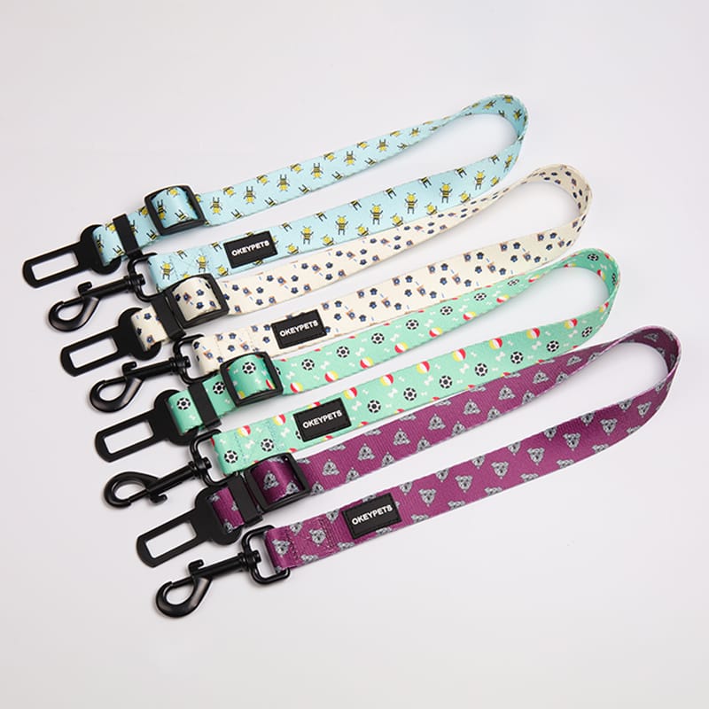 OKEYPETS Pet Supplies Car Dog Seat Belt Sublimation Polyester Strong Webbing Dog Safety Belt Pet Accessories