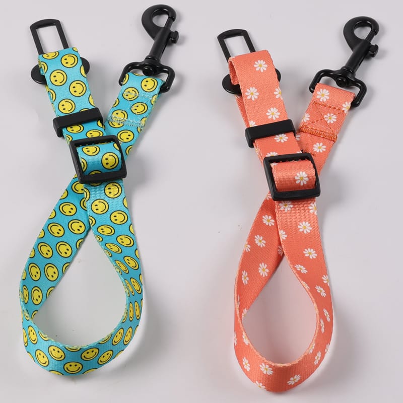 Pet Accessories Wholesale Dog Car Seat Belt Leash Adjustable Safety for Pets Sublimation Soft Dog Seat Belt