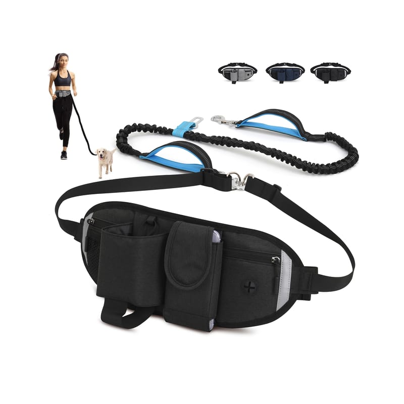 High-Quality Pet Waistpack and Leash Set Waterproof Elastic Belt with Multiple Pockets Ideal for Running Hiking Dog Walking