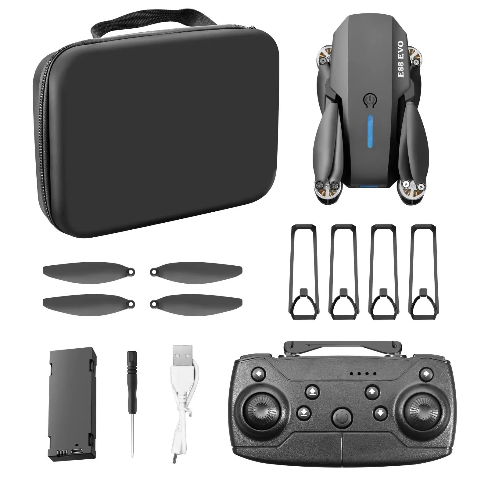 Professional Drone E88 4k wide-angle HD camera WiFi fpv height Hold Foldable RC quadrotor helicopter Camera-free children's toys