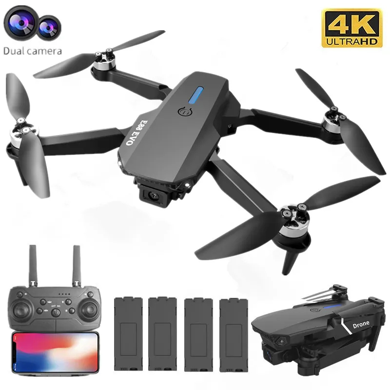 Professional Drone E88 4k wide-angle HD camera WiFi fpv height Hold Foldable RC quadrotor helicopter Camera-free children's toys