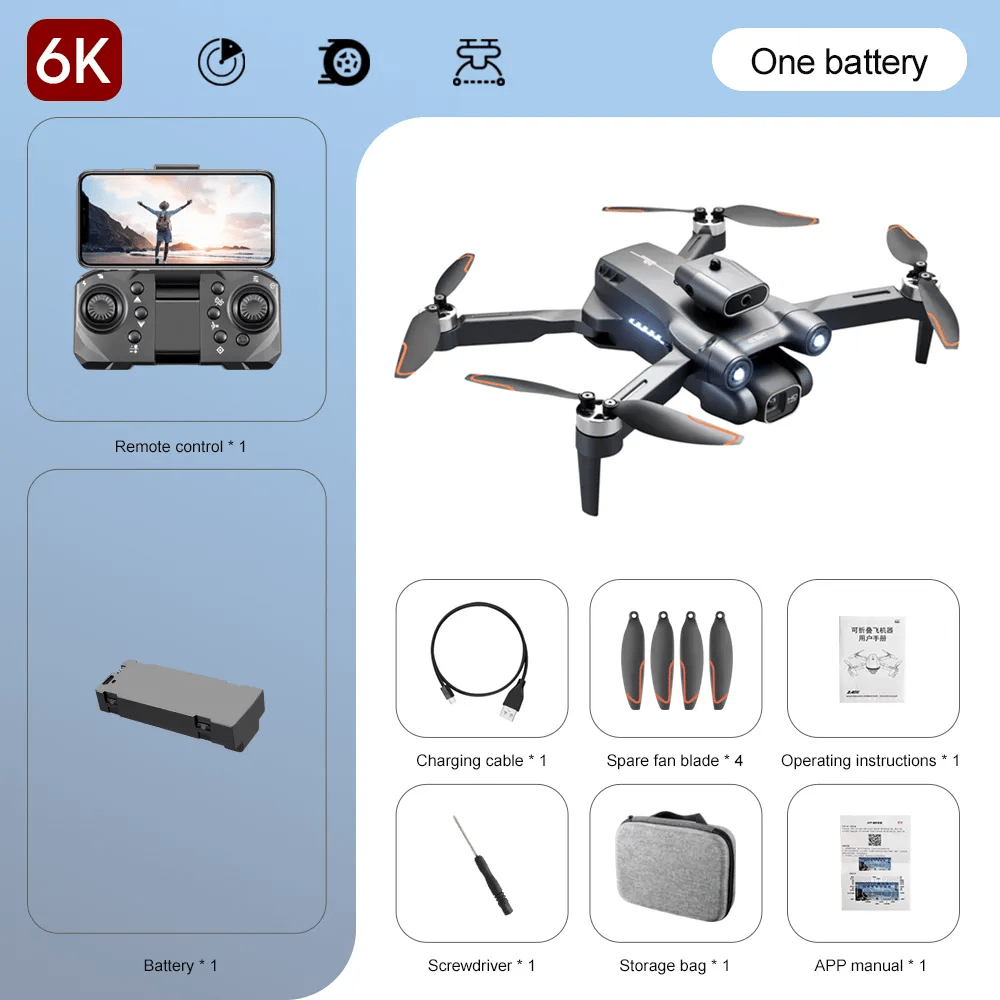 4K drone professional HD6K ESC camera WIFI FPV optical flow positioning obstacle avoidance four-axis foldable RC helicopter toys