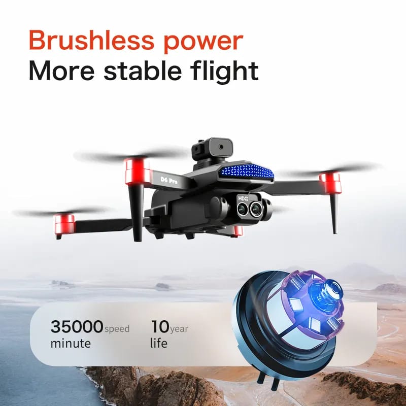 The new D6 professional mini drone 4kWifi FPV HD ESC camera optical flow with obstacle avoidance foldable quadcopter toy gift