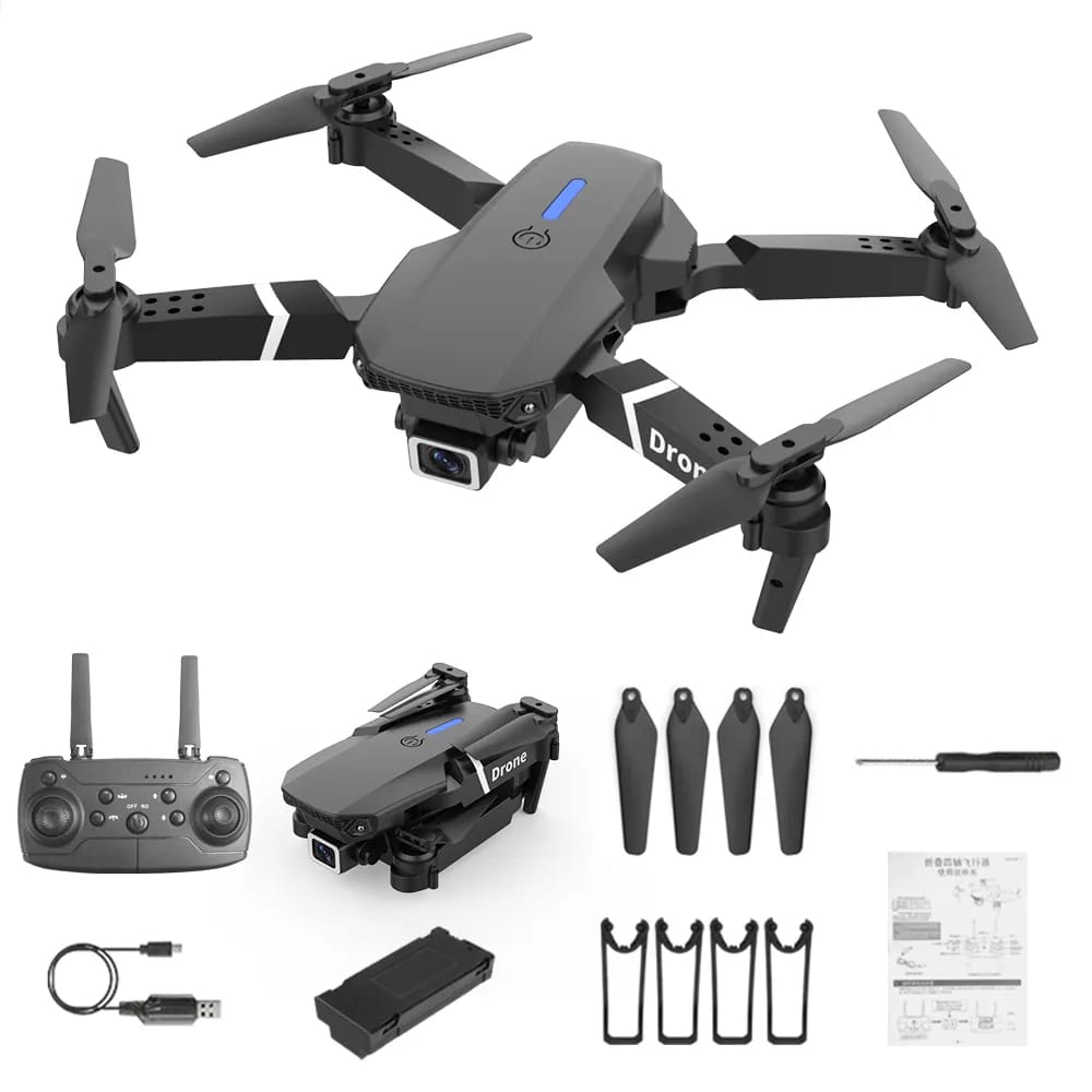 Professional Drone E88 4k wide-angle HD camera WiFi fpv height Hold Foldable RC quadrotor helicopter Camera-free children's toys