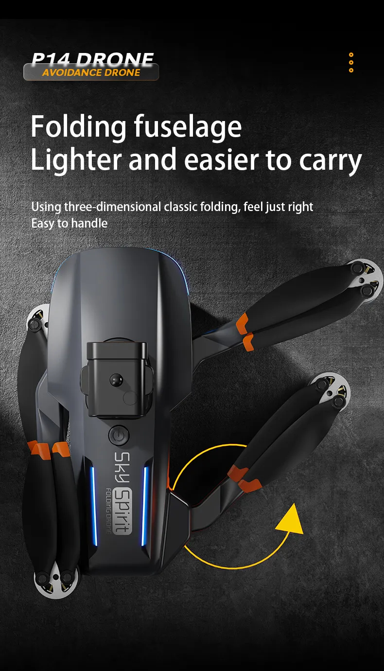 Mini Pro Drone P14 4K ESC HD Camera 360° Obstacle Avoidance optical flow aerial photography Foldable quadcopter Childrens toys