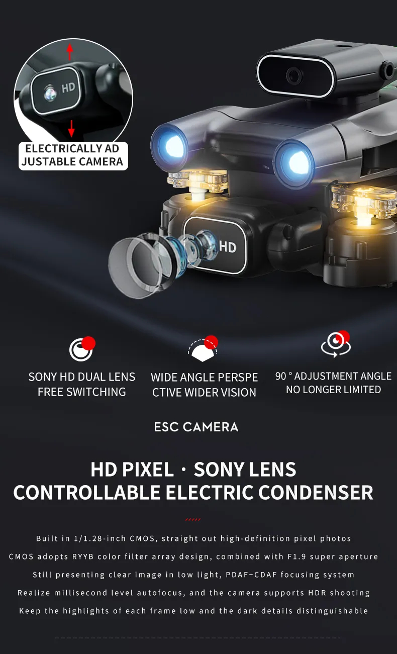 Professional mini LED light drone 4K WIFI HD ESC camera Fpv with optical flow obstacle avoidance folding quadcopter toy gift