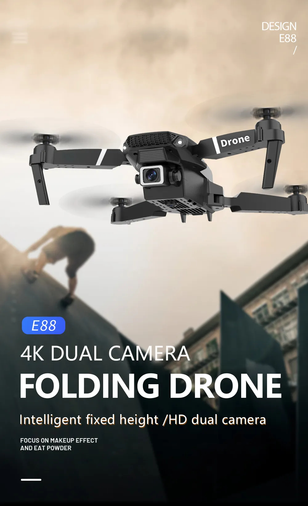The new E88 professional drone WIFI FPV wide-angle HD 4K 1080P camera height hold foldable quadcopter childrens gifts toys