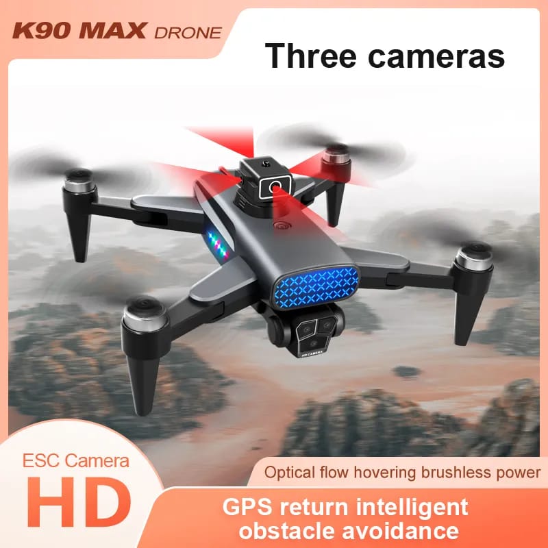 New K90MAX UAV professional 4K Wifi Obstacle avoidance HD three camera GPS Brushless motor Foldable RC quadcopter FPV toy gift