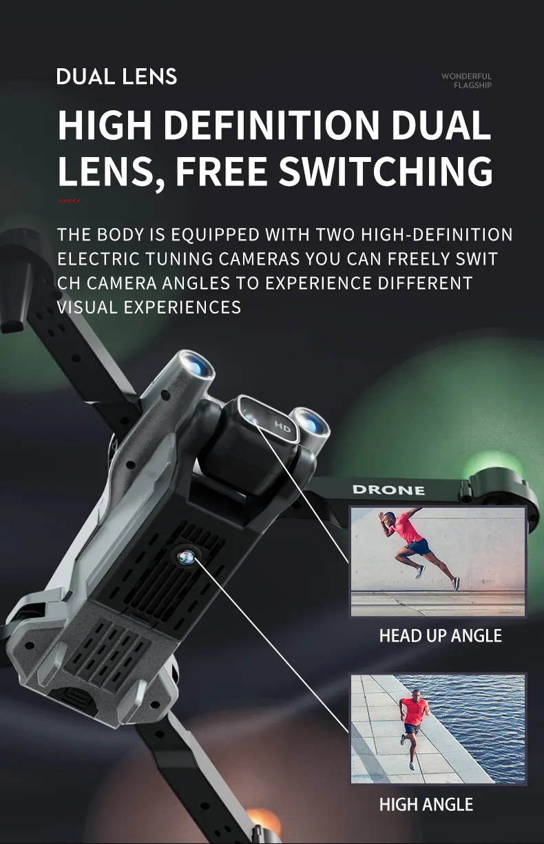 Professional mini LED light drone 4K WIFI HD ESC camera Fpv with optical flow obstacle avoidance folding quadcopter toy gift