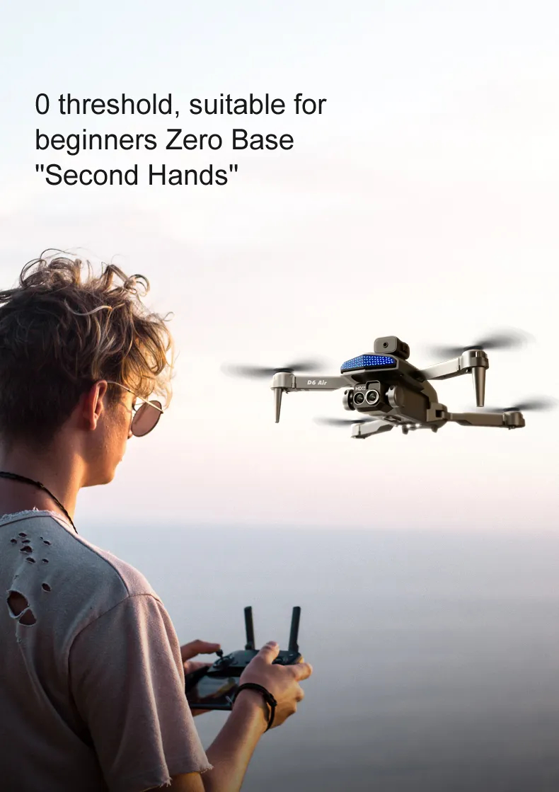 The new D6 professional mini drone 4kWifi FPV HD ESC camera optical flow with obstacle avoidance foldable quadcopter toy gift
