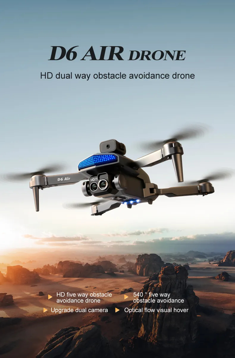 The new D6 professional mini drone 4kWifi FPV HD ESC camera optical flow with obstacle avoidance foldable quadcopter toy gift
