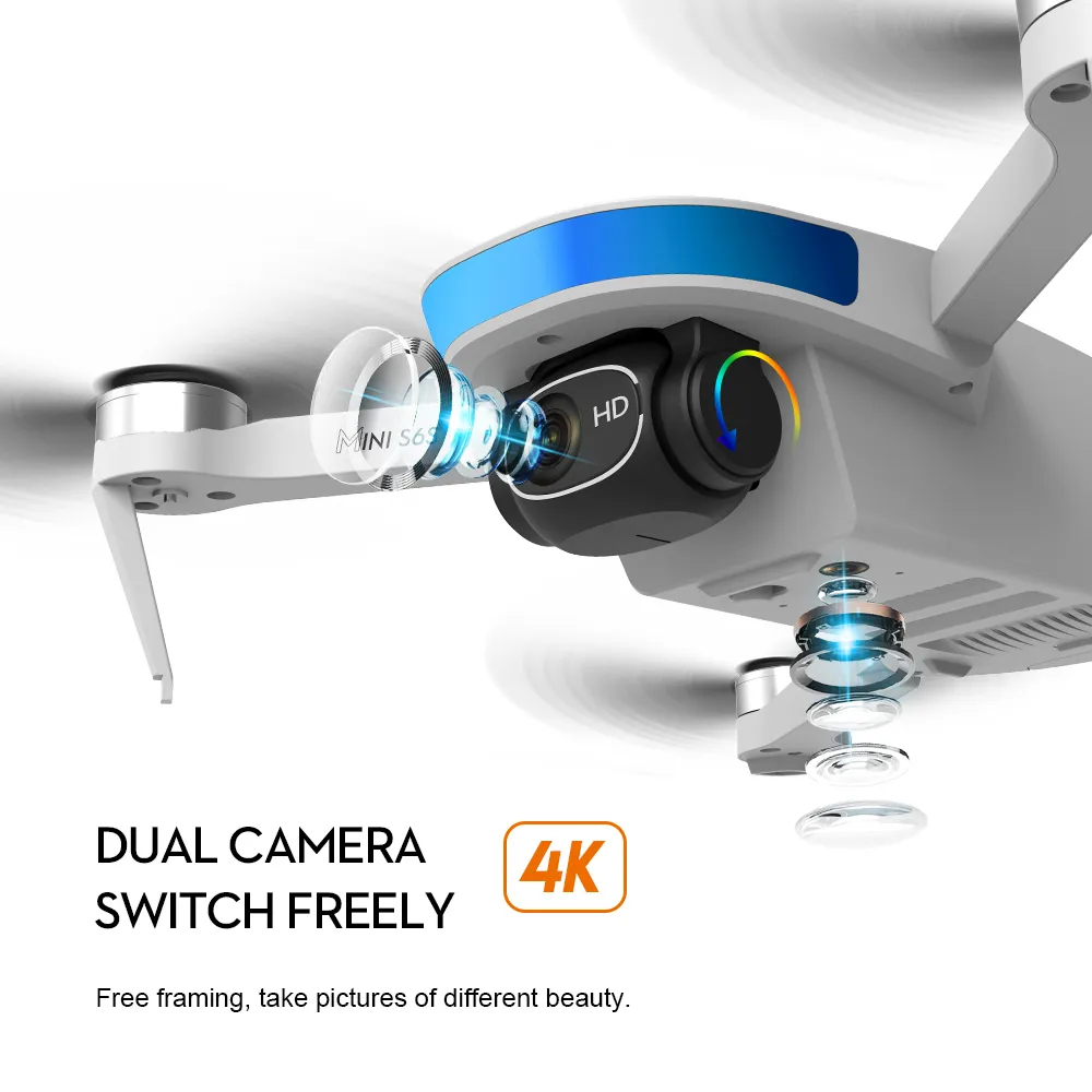 New S6S 4K Mini Drone GPS 5G Wifi HD Camera EIS Camera Optical Flow Brushless Motor Foldable Quadcopter RC Helicopter Toy