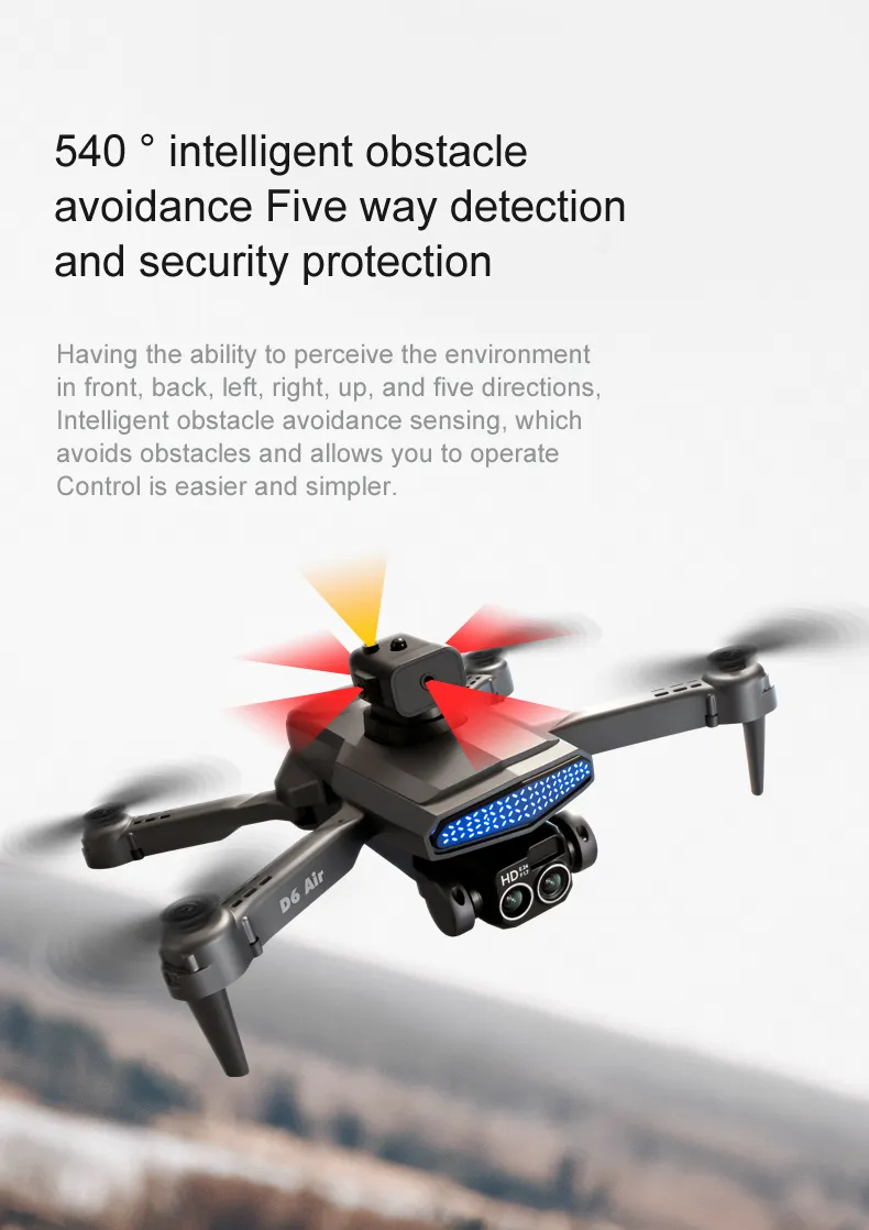The new D6 professional mini drone 4kWifi FPV HD ESC camera optical flow with obstacle avoidance foldable quadcopter toy gift
