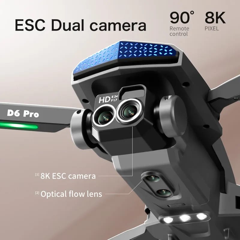 The new D6 professional mini drone 4kWifi FPV HD ESC camera optical flow with obstacle avoidance foldable quadcopter toy gift