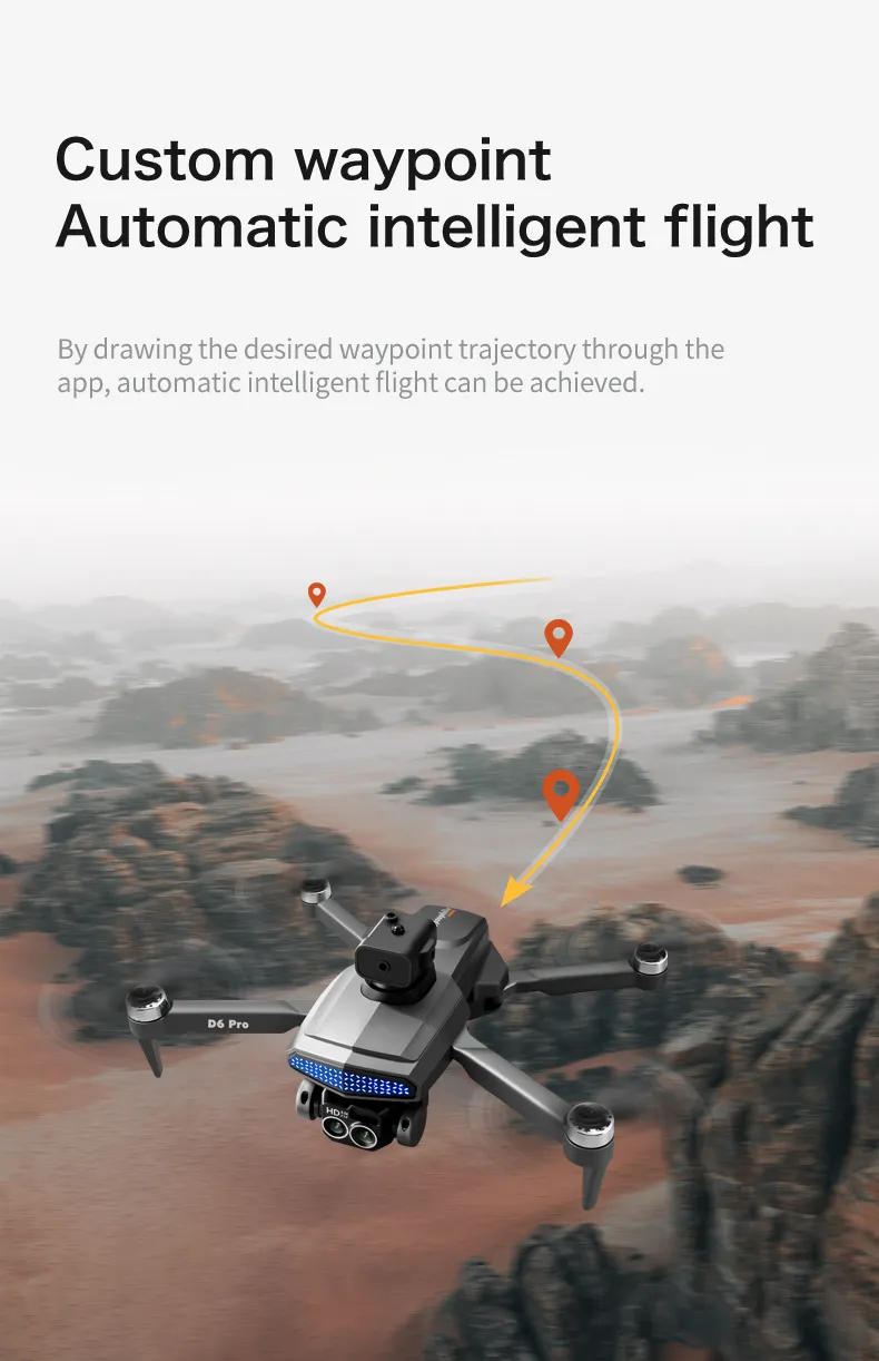 The new D6 professional mini drone 4kWifi FPV HD ESC camera optical flow with obstacle avoidance foldable quadcopter toy gift