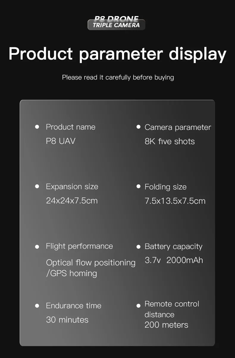 Professional RC MINI Drone 4K 8K ESC HD three camera WIFI FPV brushless motor Obstacle avoidance folding quadcopter toy Gift