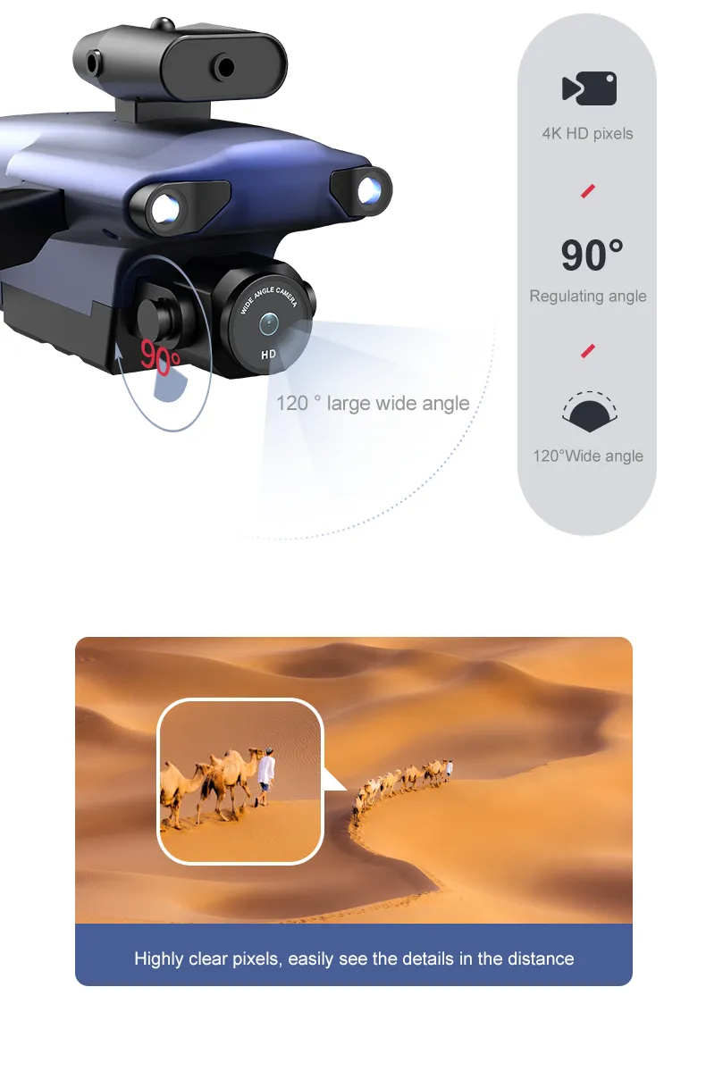 New professional UAV 809 4K HD camera WIFI FPV optical flow 360 ° obstacle avoidance foldable four-axis aircraft camera-free toy