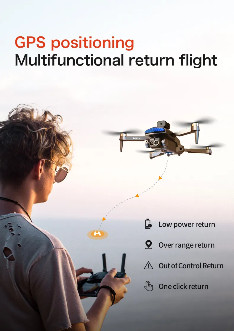 The new D6 professional mini drone 4kWifi FPV HD ESC camera optical flow with obstacle avoidance foldable quadcopter toy gift