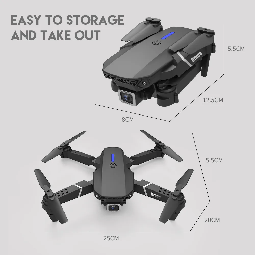 The new E88 professional drone WIFI FPV wide-angle HD 4K 1080P camera height hold foldable quadcopter children's gifts toys