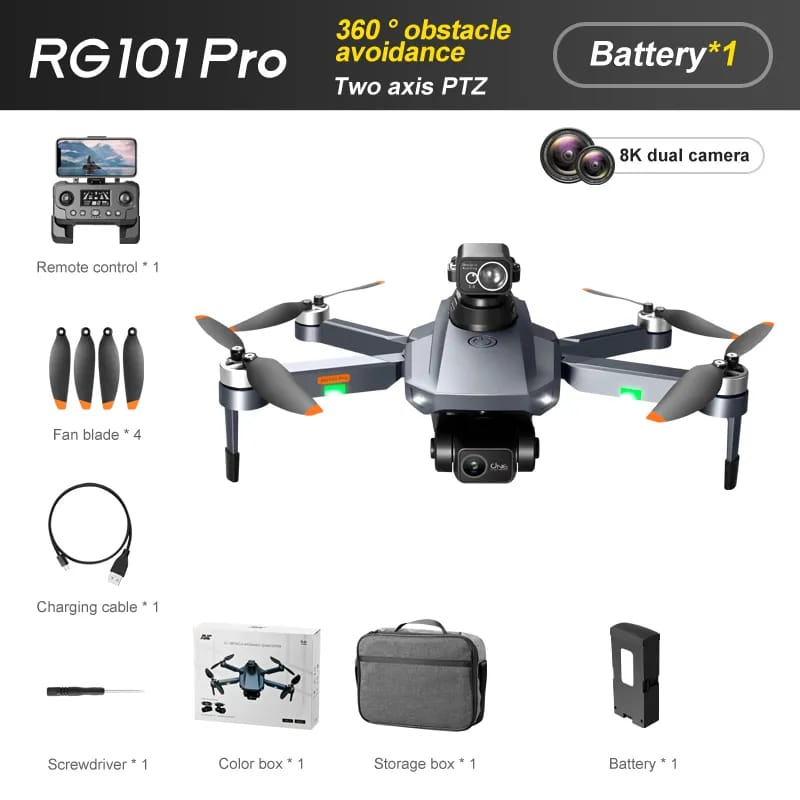 RG101 Pro GPS Drone 8K With 2-axis Gimbal HD Dual Camera 5G WIFI 360° Obstacle Avoidance Brushless Foldable Quadcopter Dron