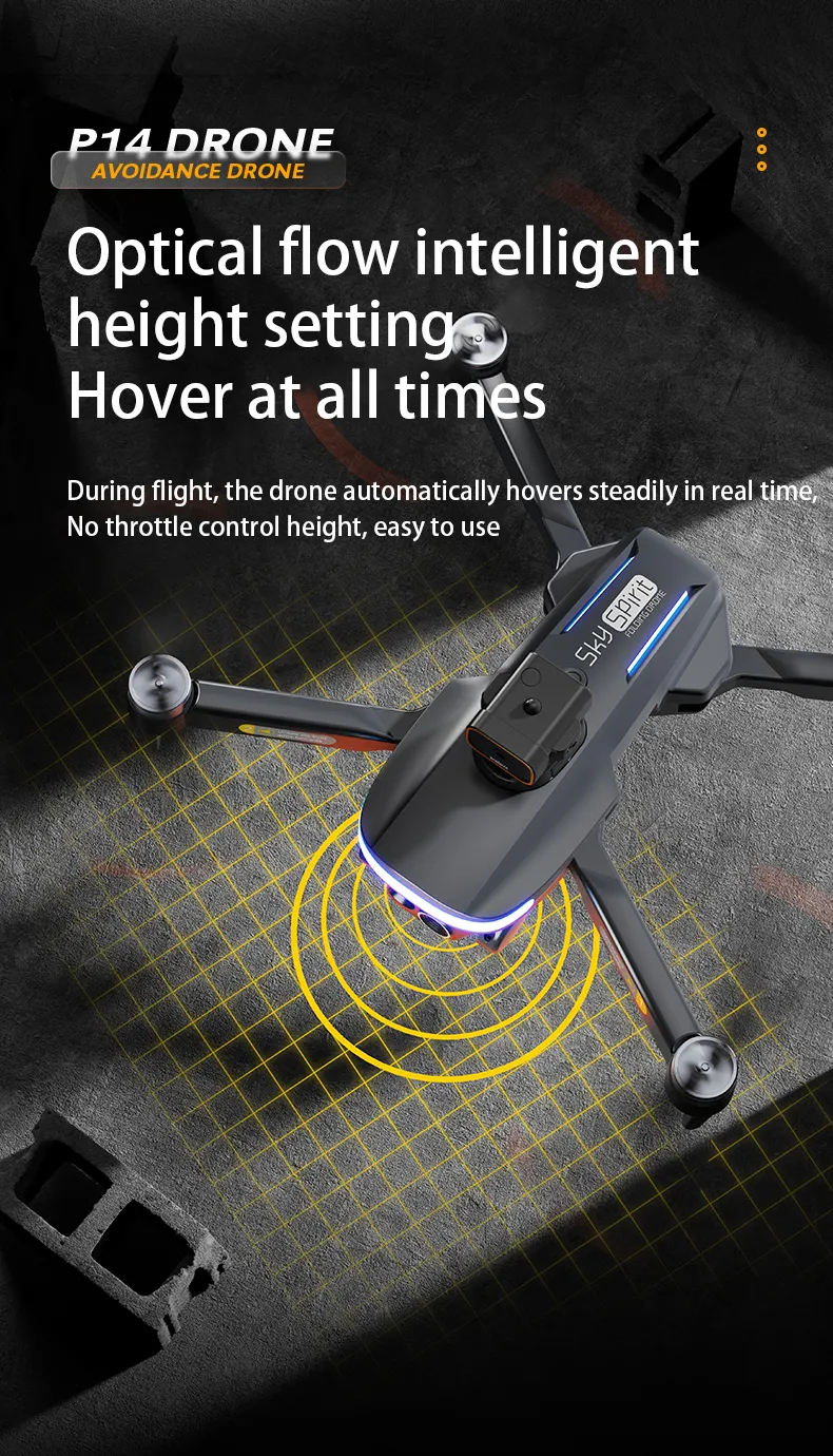 Mini Pro Drone P14 4K ESC HD Camera 360° Obstacle Avoidance optical flow aerial photography Foldable quadcopter Childrens toys
