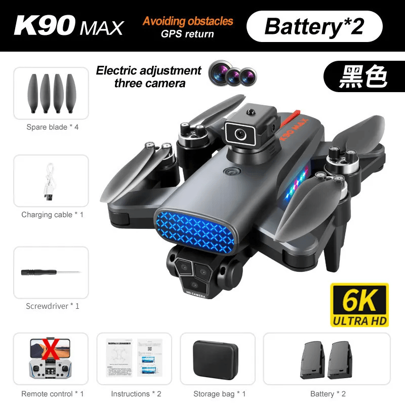 New K90MAX UAV professional 4K Wifi Obstacle avoidance HD three camera GPS Brushless motor Foldable RC quadcopter FPV toy gift
