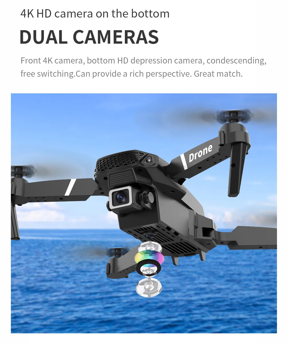 The new E88 professional drone WIFI FPV wide-angle HD 4K 1080P camera height hold foldable quadcopter childrens gifts toys