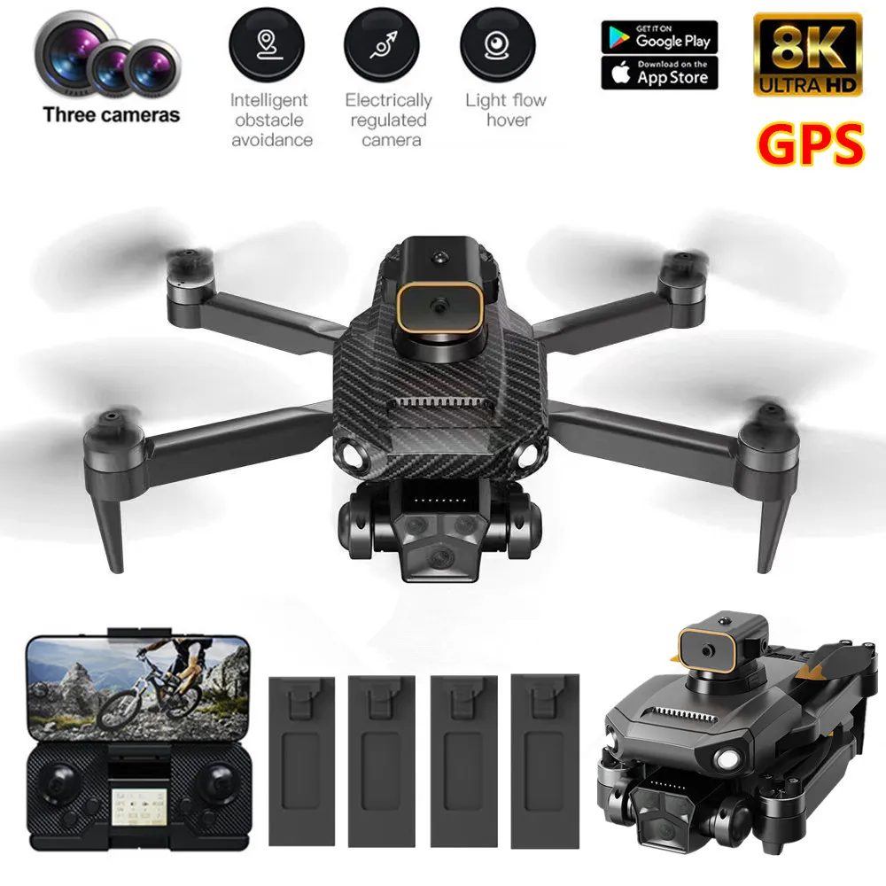 Professional RC MINI Drone 4K 8K ESC HD three camera WIFI FPV brushless motor Obstacle avoidance folding quadcopter toy Gift