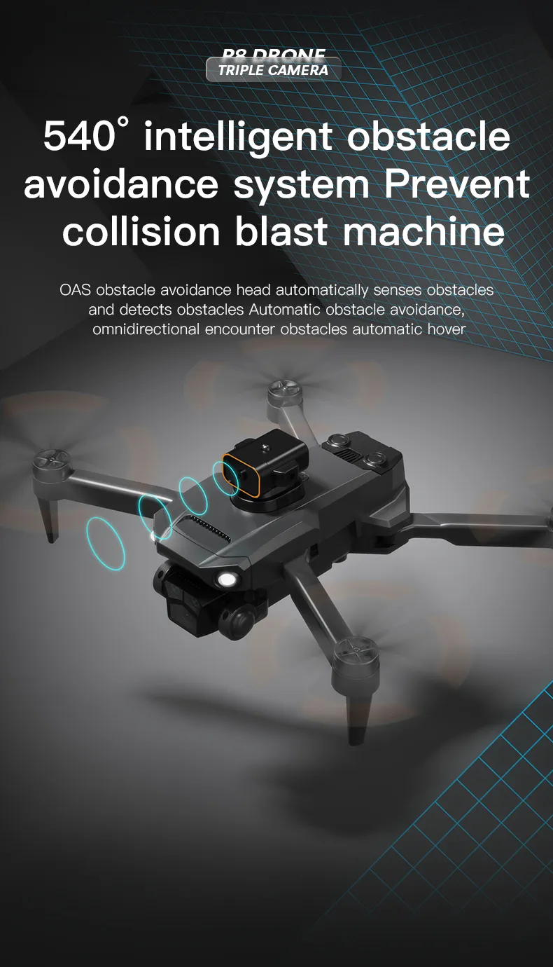 Professional RC MINI Drone 4K 8K ESC HD three camera WIFI FPV brushless motor Obstacle avoidance folding quadcopter toy Gift