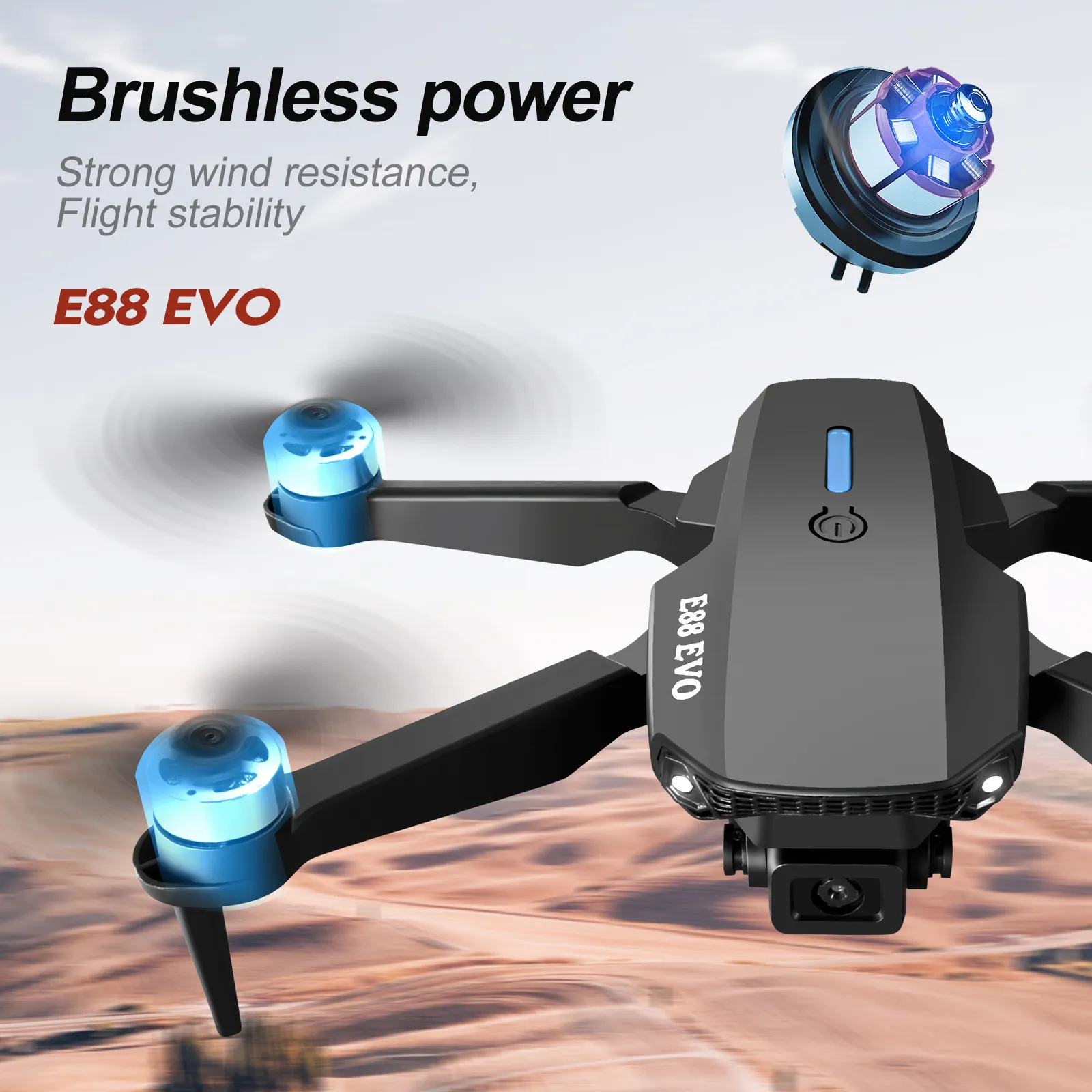 Professional Drone E88 4k wide-angle HD camera WiFi fpv height Hold Foldable RC quadrotor helicopter Camera-free children's toys