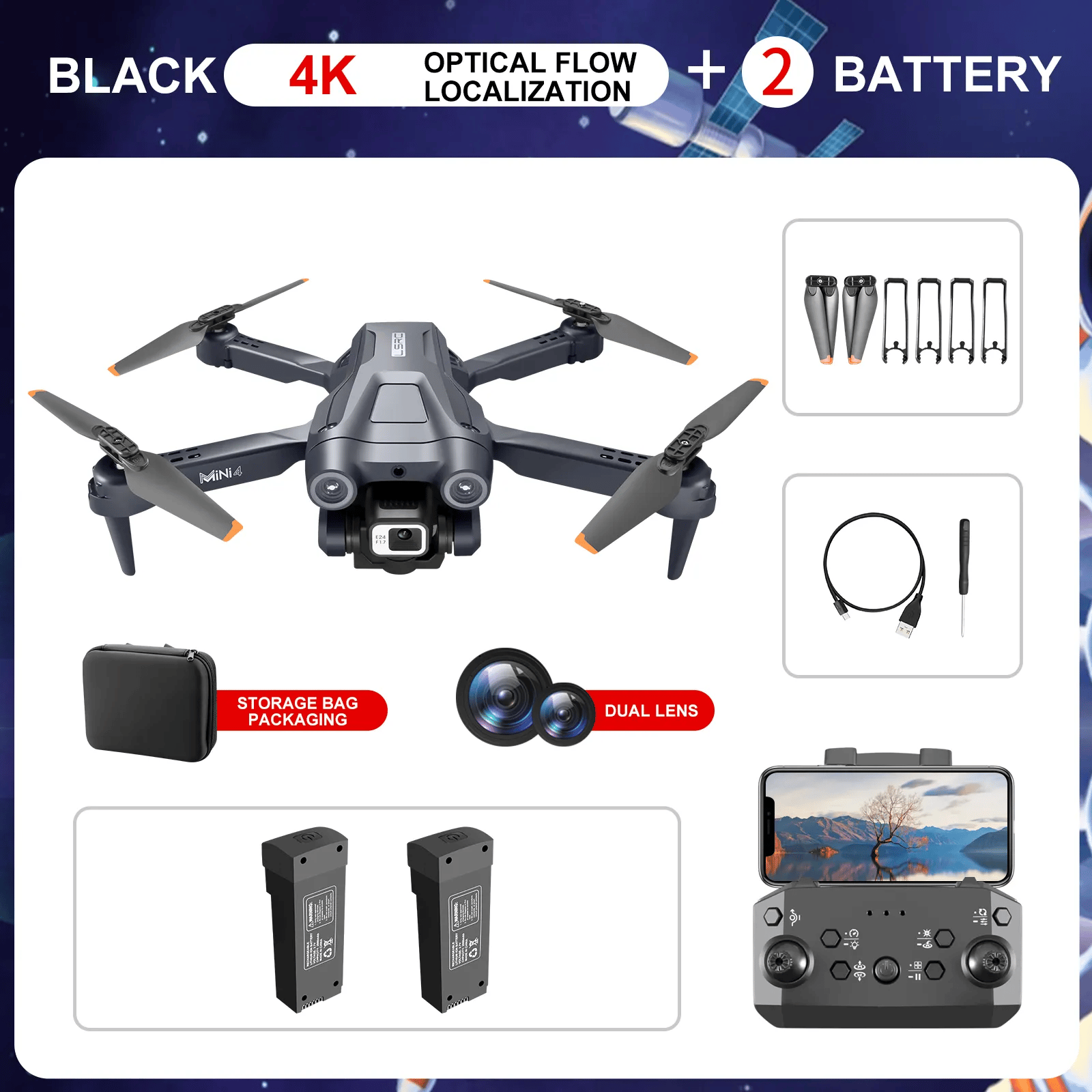 4K drone professional HD6K ESC camera WIFI FPV optical flow positioning obstacle avoidance four-axis foldable RC helicopter toys