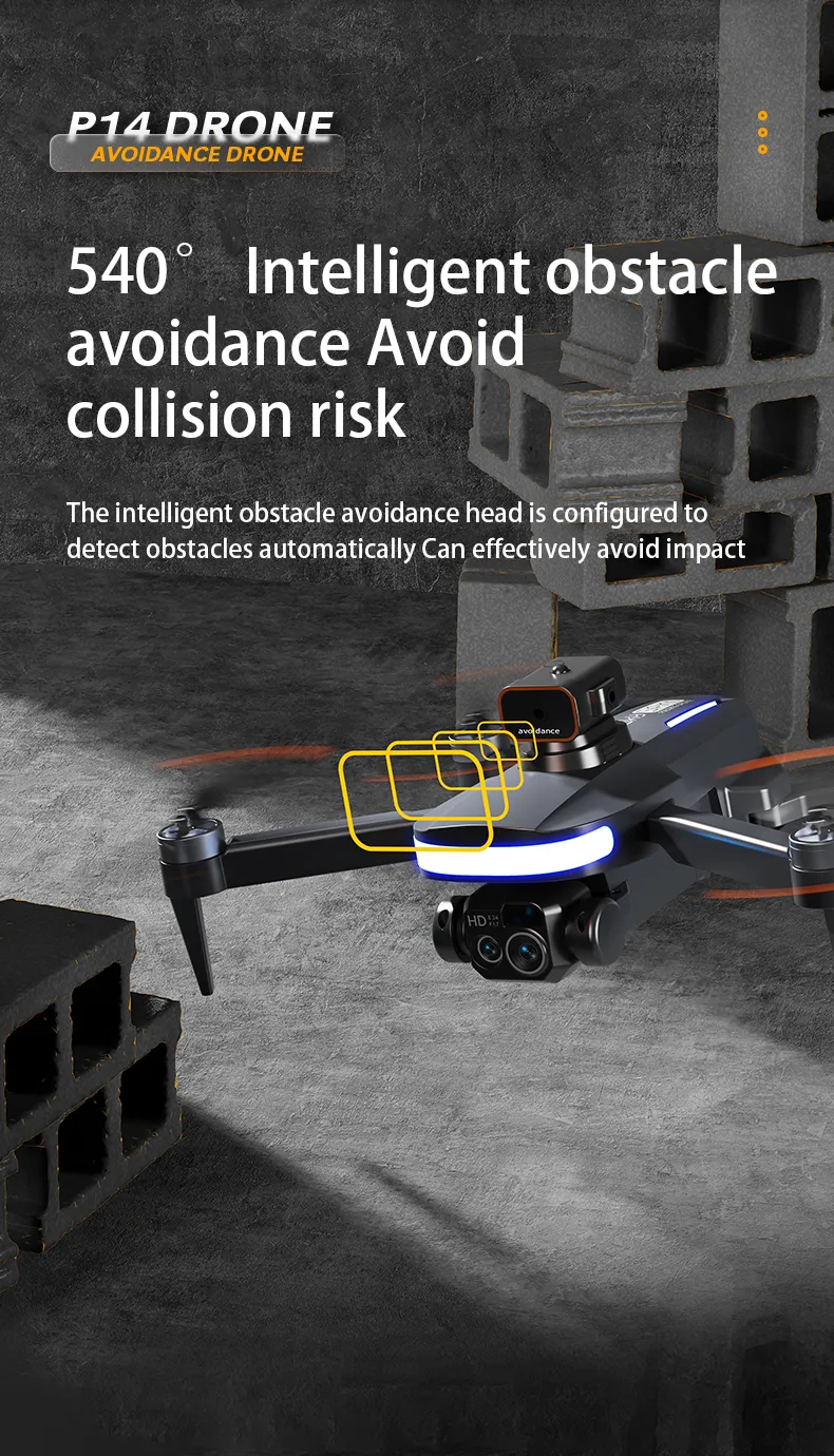 Mini Pro Drone P14 4K ESC HD Camera 360° Obstacle Avoidance optical flow aerial photography Foldable quadcopter Childrens toys