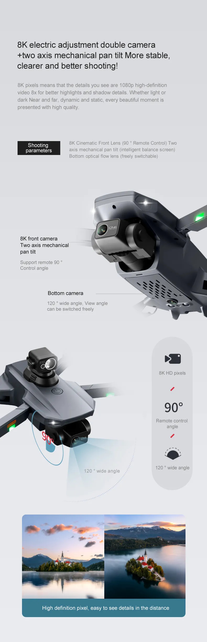 RG101 Pro GPS Drone 8K With 2-axis Gimbal HD Dual Camera 5G WIFI 360° Obstacle Avoidance Brushless Foldable Quadcopter Dron