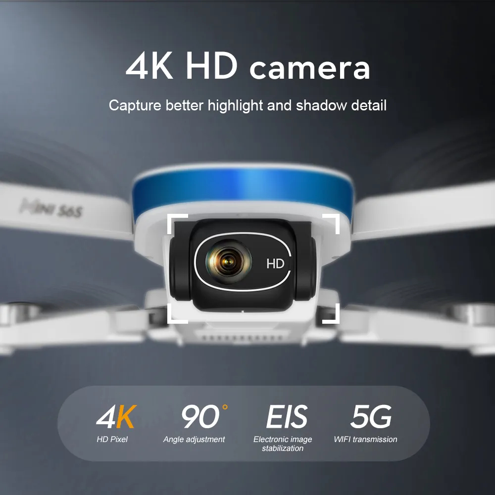 New S6S 4K Mini Drone GPS 5G Wifi HD Camera EIS Camera Optical Flow Brushless Motor Foldable Quadcopter RC Helicopter Toy