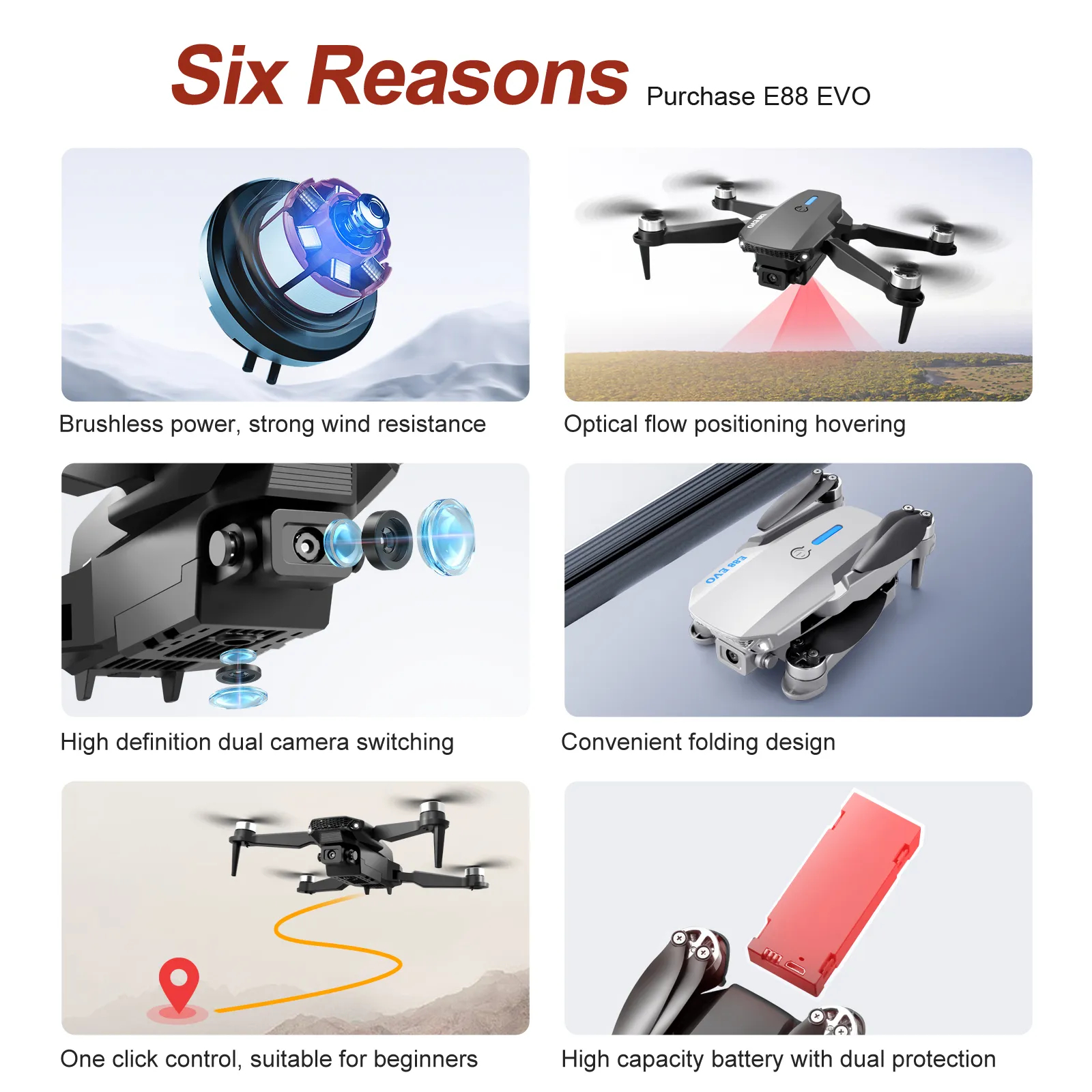 Professional Drone E88 4k wide-angle HD camera WiFi fpv height Hold Foldable RC quadrotor helicopter Camera-free childrens toys